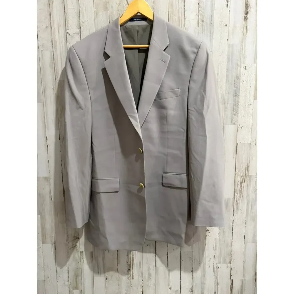 Ralph Lauren Men's Gray‎ Wool Blend Blazer Jacket Size 42L Formal